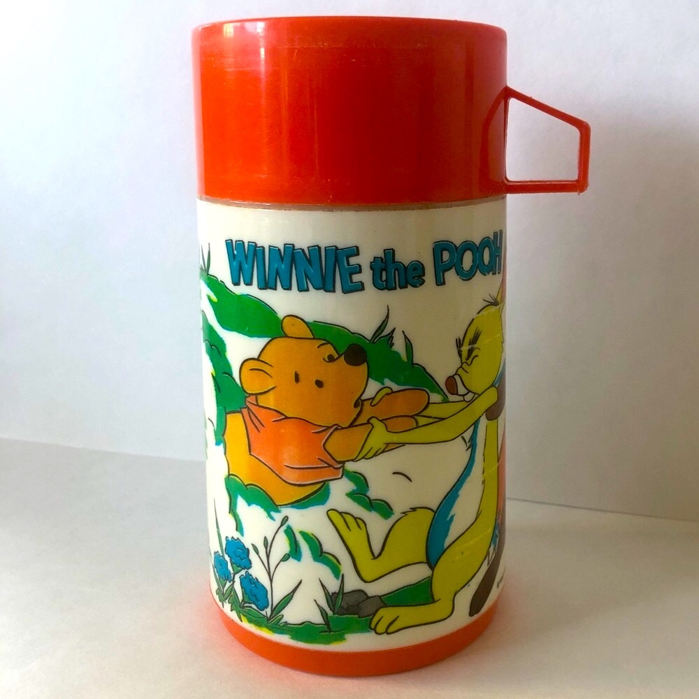 Vintage Original Winnie the Pooh Thermos Bottle ✨ With Lid and Cap ✨ 70’s Disney